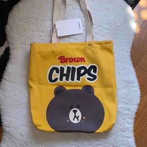 BNWT Official Yellow Brown Bear Line Friends Tote Bag